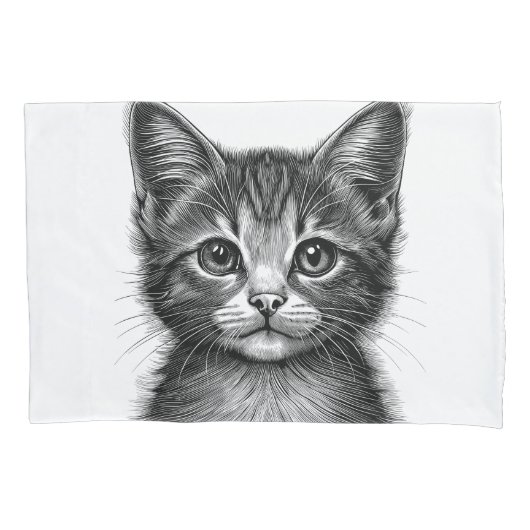 愛らしい子猫のスケッチ 枕カバー (正面)