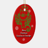 愛らしい子猫の天使の祖父母のオーナメント セラミックオーナメント (右)