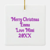 愛らしい子猫を持つアニメの少女 セラミックオーナメント (裏面)