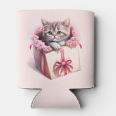 愛らしい子猫を箱に入れた誕生日 缶クーラー (裏面)