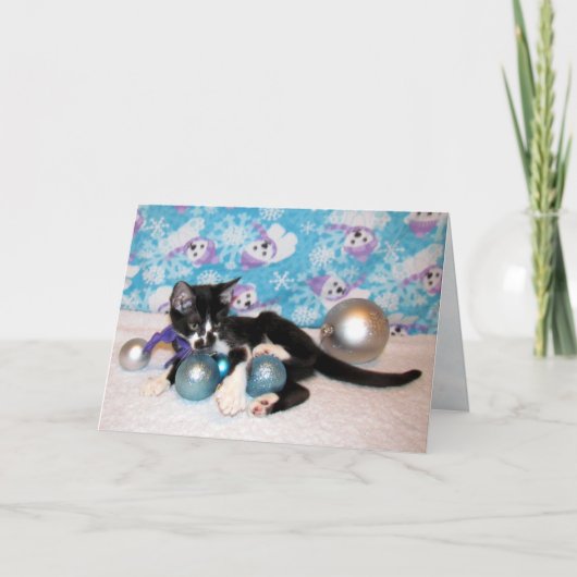 愛らしい子猫クリスマスカードをカウボーイに シーズンカード (正面)