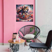 愛らしい子猫ハート箱の花 ポスター