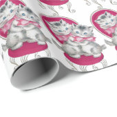 愛らしい子猫ピンクボウバニティーチェア ラッピングペーパー (ロールコーナー)