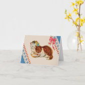 愛らしい子猫プリント カード (黄色い花)