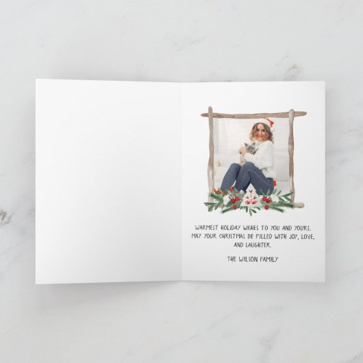 愛らしい子猫水の色のスタイルムオイクリストマ カード (内部)