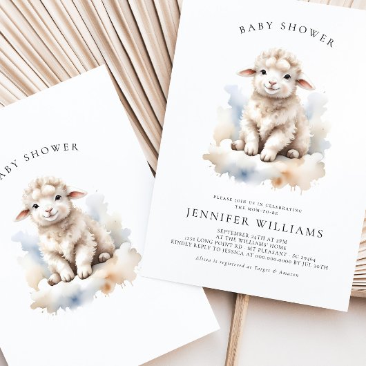 愛らしい子羊のベビーシャワー招待状