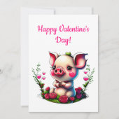 愛らしい子豚とハート豚キスバレンタイン シーズンカード (正面)