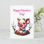 愛らしい子豚とハート豚キスバレンタイン シーズンカード (スタンド正面)