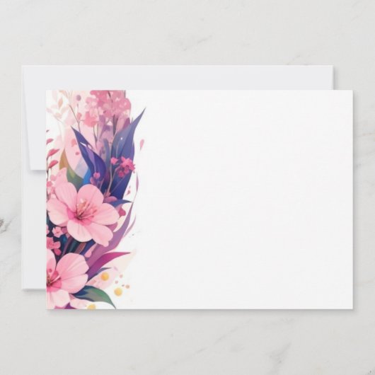 愛らしい子豚の花の女の子の赤ちゃんシャワー 招待状 (裏面)