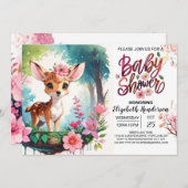 愛らしい子豚の花の女の子の赤ちゃんシャワー 招待状 (正面/裏面)