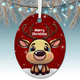 愛らしい子鹿のクリスマス べりー・レッド 🎄🦌 メタルオーナメント