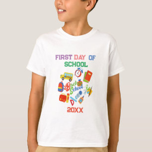 愛らしい学校柄の初日 Tシャツ