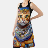 愛らしい宇宙猫抽象芸術アート エプロン (インサイチュ)