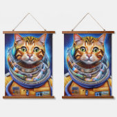 愛らしい宇宙猫抽象芸術アート 吊り下げ型タペストリー (ダブル)