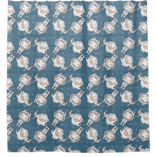 愛らしい宇宙猫柄シャワーカーテン シャワーカーテン (正面)