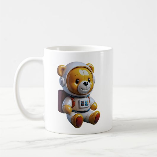 愛らしい宇宙飛行士のクマ コーヒーマグカップ (左)