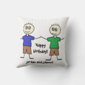 愛らしい対の男の子の誕生日のデザインの装飾用クッション クッション (裏面)