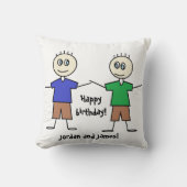 愛らしい対の男の子の誕生日のデザインの装飾用クッション クッション (正面)