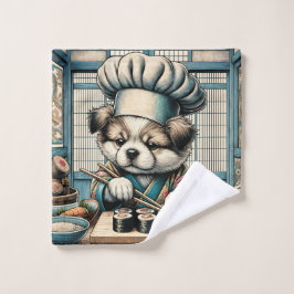 愛らしい寿司職人パピー ウォッシュタオル