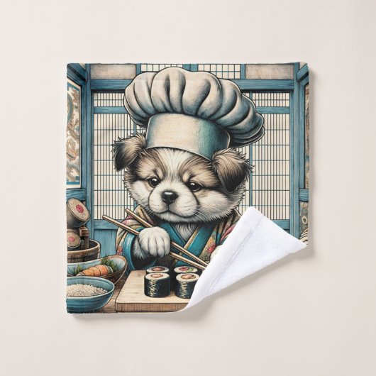 愛らしい寿司職人パピー ウォッシュタオル (ウォッシュタオル)