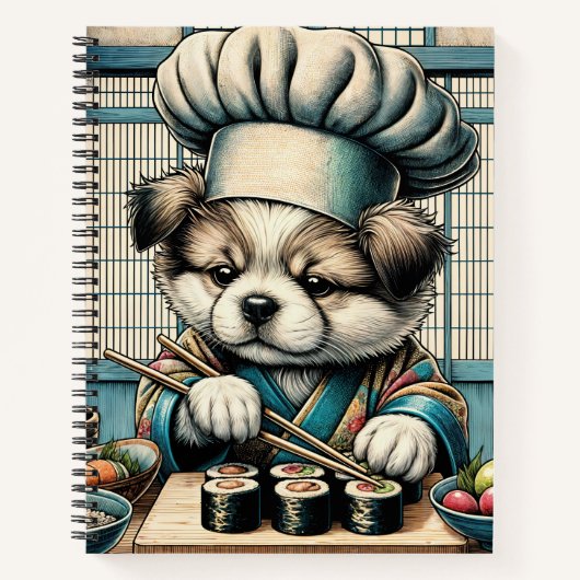 愛らしい寿司職人パピー ノートブック (正面)