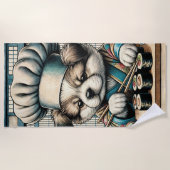 愛らしい寿司職人パピー ビーチタオル (正面)