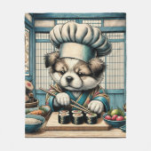 愛らしい寿司職人パピー フリースブランケット (正面)