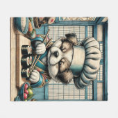 愛らしい寿司職人パピー フリースブランケット (正面(横))