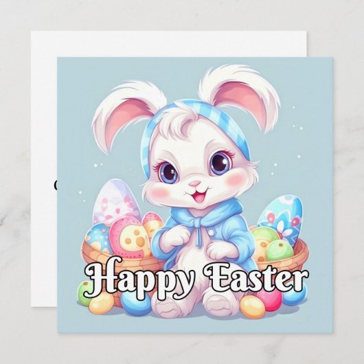 愛らしい小さなイースターバニーウサギ シーズンカード (正面/裏面)