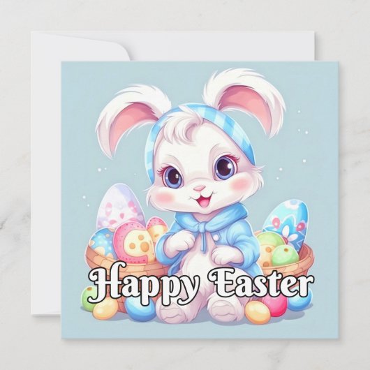 愛らしい小さなイースターバニーウサギ シーズンカード (正面)