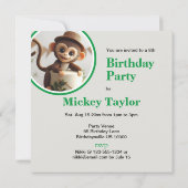 愛らしい小さなサルをテーマにしたお誕生日ケーキ 招待状 (裏面)
