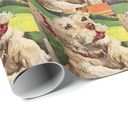 愛らしい小さなテリア犬イラストレーション ラッピングペーパー (ロールコーナー)