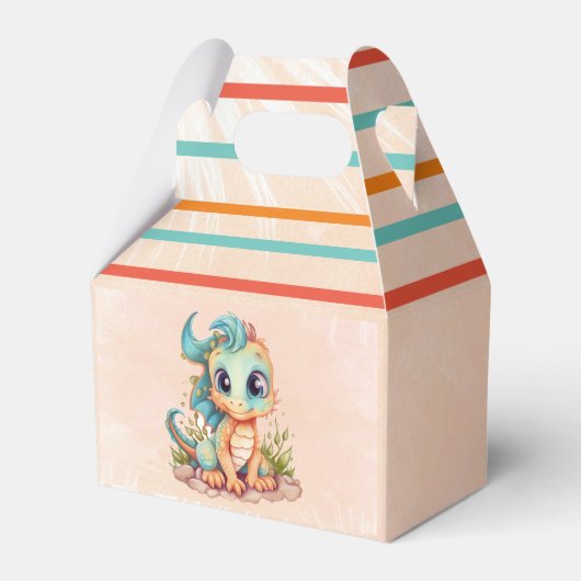 愛らしい小さなドラゴン童話の男の子の赤ちゃんシャワー フェイバーボックス (裏面サイド)