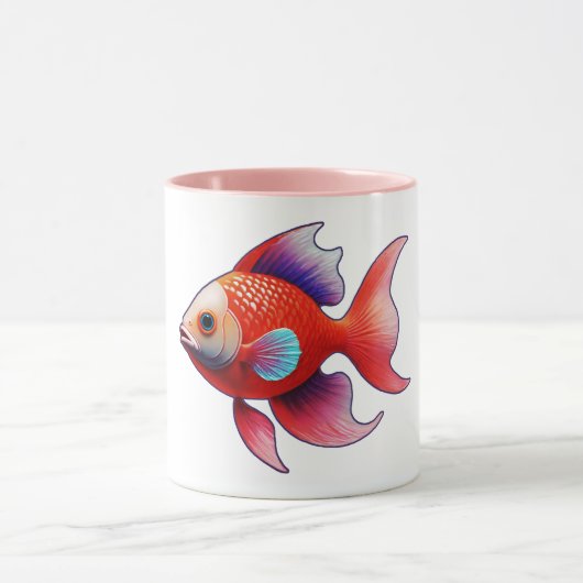 愛らしい小さなピンクの魚 マグカップ (中央)
