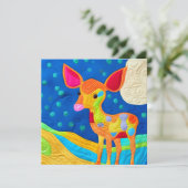 愛らしい小さなベビー鹿 – キルト様デザイン カード (スタンド正面)