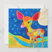 愛らしい小さなベビー鹿 – キルト様デザイン カード (正面)