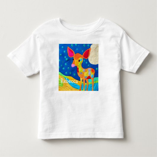 愛らしい小さなベビー鹿 – キルト様デザイン トドラーTシャツ (正面)