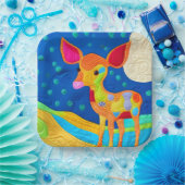 愛らしい小さなベビー鹿 – キルト様デザイン ペーパープレート (パーティー)