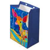 愛らしい小さなベビー鹿 – キルト様デザイン ミディアムペーパーバッグ (正面アングル)