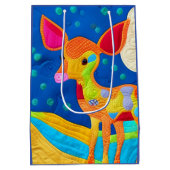 愛らしい小さなベビー鹿 – キルト様デザイン ミディアムペーパーバッグ (裏面)