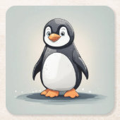 愛らしい小さなペンギン スクエアペーパーコースター (正面)
