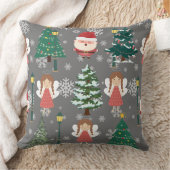 愛らしい小さな女の子とサンタクロースlレッドクリスマス クッション (ブランケット)