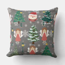 愛らしい小さな女の子とサンタクロースlレッドクリスマス クッション