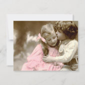 愛らしい小さな女の子と少年のヴィンテージ写真 カード (正面)