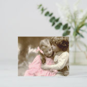 愛らしい小さな女の子と少年のヴィンテージ写真 カード (スタンド正面)