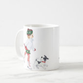 愛らしい小さな女の子スケートで滑るオンアイアンドドッグ コーヒーマグカップ (正面左)
