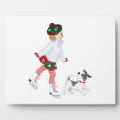 愛らしい小さな女の子スケートで滑るオンアイアンドドッグ フォトプラーク (正面)