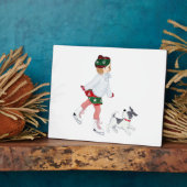 愛らしい小さな女の子スケートで滑るオンアイアンドドッグ フォトプラーク (側面)