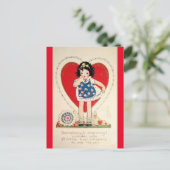 愛らしい小さな女の子ヴィンテージバレンタインポストカード ポストカード (スタンド正面)