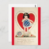 愛らしい小さな女の子ヴィンテージバレンタインポストカード ポストカード (正面/裏面)